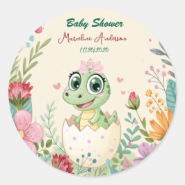 Floral kawaii Baby Alligator Bruteier - Mädchen Runder Aufkleber