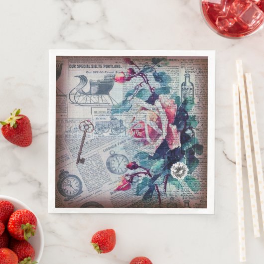 Floral Key Ephemera Decoupage Serviette (Beispiel)