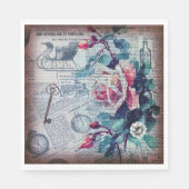 Floral Key Ephemera Decoupage Serviette (Vorderseite)