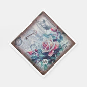 Floral Key Ephemera Decoupage Serviette (Ecke)