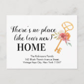 Floral Keys New Zuhause Address Moving Ankündigung Postkarte (Vorderseite)