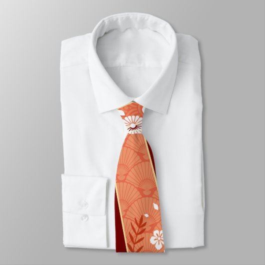 Floral Kimono Muster Coral Krawatte (Gebunden)
