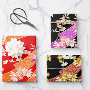 Floral Kimono Muster Geschenkpapier Set
