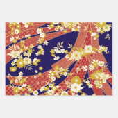 Floral Kimono Muster Red Golden Geschenkpapier Set (Vorderseite 3)