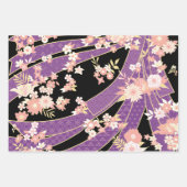 Floral Kimono Muster Violet Geschenkpapier Set (Vorderseite 3)