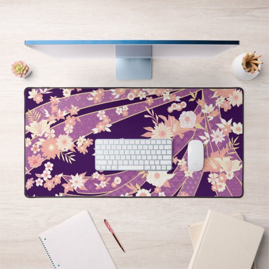 Floral Kimono Muster Violet Schreibtischunterlage (Büro 1)