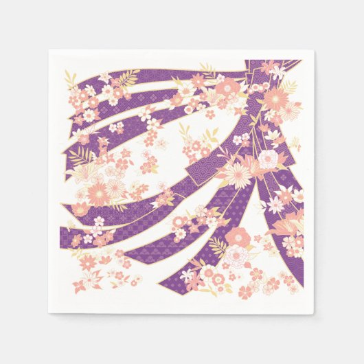 Floral Kimono Muster Violet Serviette (Vorderseite)