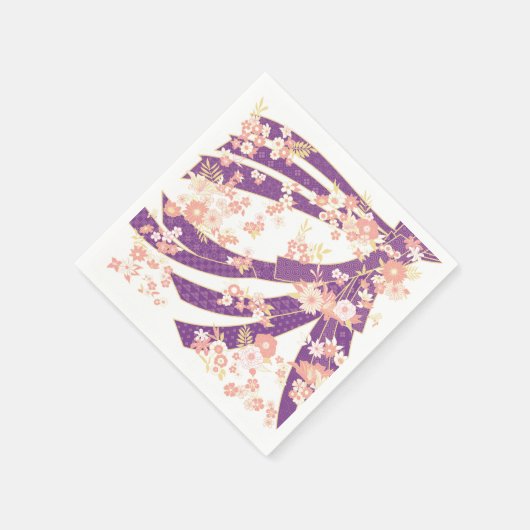 Floral Kimono Muster Violet Serviette (Ecke)