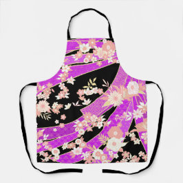 Floral Kimono Muster Violett Pink Schürze