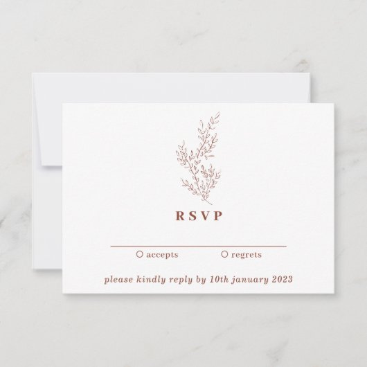 Floral Kindly Reply Terracotta Boho Herbst Einladung (Vorderseite)