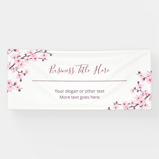 Floral Kirschblüten-Weiß Geschäftlich Banner (Horizontal)