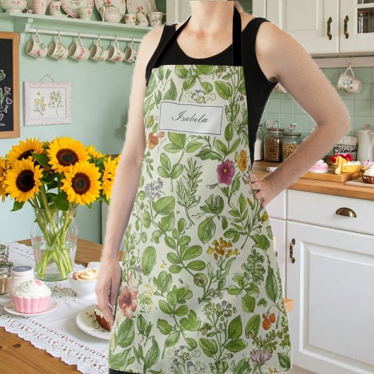 Floral Kitchen Apron, Retro Botanical Print  Schürze