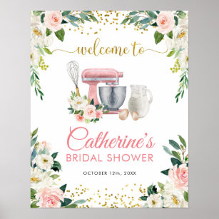 Floral Kitchen Brautparty Begrüßung Unterschrift Poster