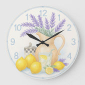  Floral kitchen farmhouse Lavender and lemon Große Wanduhr (Vorderseite)