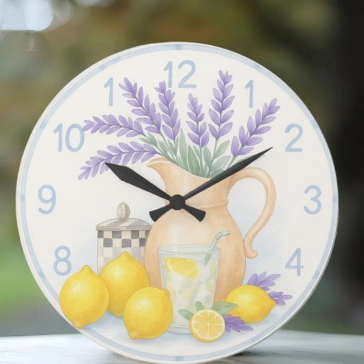 Floral kitchen farmhouse Lavender and lemon Große Wanduhr