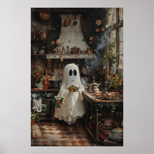 Floral Kitchen Ghost Print, Dark Academia Poster (Vorne)