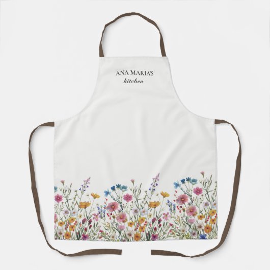 Floral Kitchen Wildblume Personalisiert Schürze (Vorderseite)
