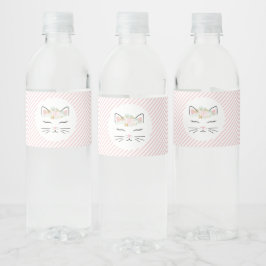 Floral Kitten Geburtstagsparty Wasserflaschen Labe Wasserflaschenetikett