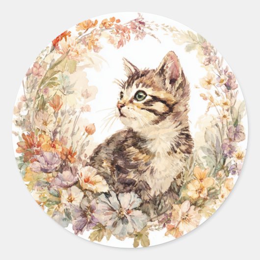 Floral Kitten Sticker Sheet (Vorderseite)