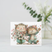 Floral Kitties Postkarte (Stehend Vorderseite)