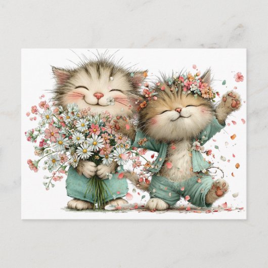 Floral Kitties Postkarte (Vorderseite)
