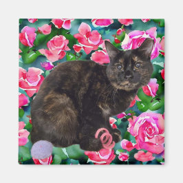 Floral Kitty Magnet