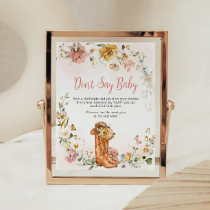 Floral Kleine Cowgirl Babydusche Say Baby nicht Poster