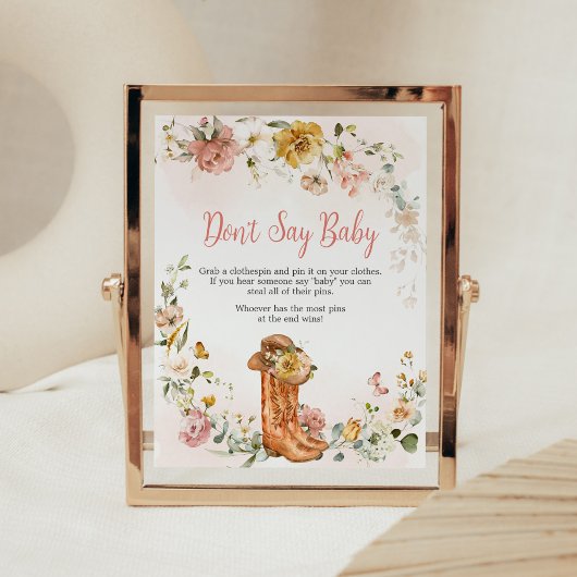 Floral Kleine Cowgirl Babydusche Say Baby nicht Poster