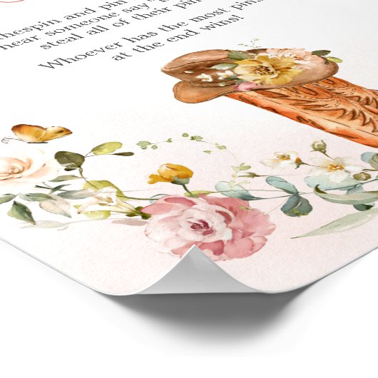 Floral Kleine Cowgirl Babydusche Say Baby nicht Poster (Ecke)