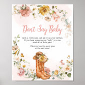 Floral Kleine Cowgirl Babydusche Say Baby nicht Poster (Vorne)