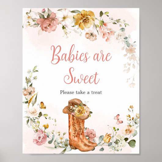 Floral Kleine Cowgirl Babys sind süß Poster (Vorne)