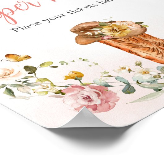 Floral Kleine Cowgirl Dusche Windelwanne Windelwan Poster (Ecke)