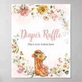 Floral Kleine Cowgirl Dusche Windelwanne Windelwan Poster (Vorne)