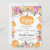 Floral Kleiner Kürbis Wasserfarbendusche Einladung (Vorderseite)
