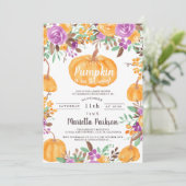 Floral Kleiner Kürbis Wasserfarbendusche Einladung (Stehend Vorderseite)