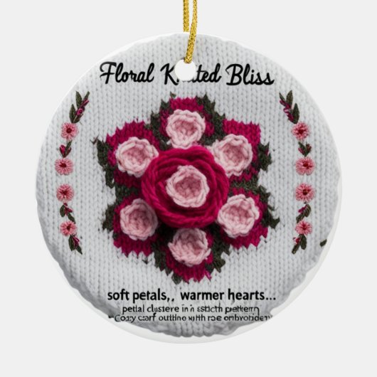 Floral Knitted Bliss Ceramic Ornament | Rose Keeps (Vorne)