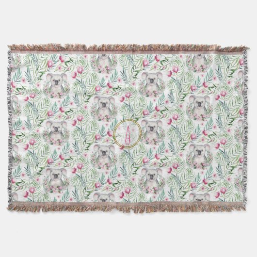 Floral KOALA BEAR Monogram Girls Bedroom Kinderzim Decke (Vorderseite)