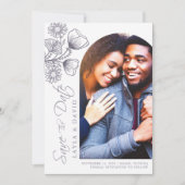 Floral Kontur Lavendel Save the Date Fotokarte (Vorderseite)