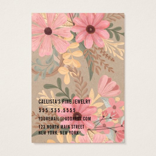 Floral Kraft Cursive Multiple Earring Display Card (Rückseite)
