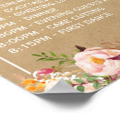 Floral Kraft Wedding Sign for Order of the Day Poster (Ecke)