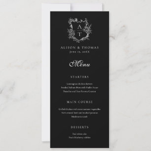 Floral Krone Monogramm Hochzeits-Flat-Menü Einladung