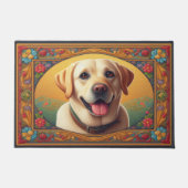 Floral Labrador Retriever Hund farbenfrohe Grenze Fußmatte (Vorderseite)