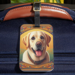 Floral Labrador Retriever Hund farbenfrohe Grenze Gepäckanhänger