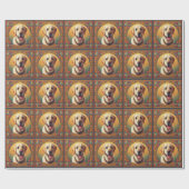 Floral Labrador Retriever Hund farbenfrohe Grenze Geschenkpapier (Flach)