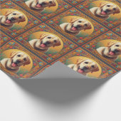 Floral Labrador Retriever Hund farbenfrohe Grenze Geschenkpapier (Ecke)