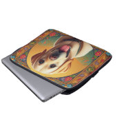 Floral Labrador Retriever Hund farbenfrohe Grenze Laptopschutzhülle (Vorne Knopf)