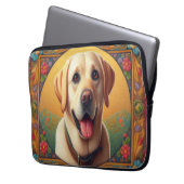 Floral Labrador Retriever Hund farbenfrohe Grenze Laptopschutzhülle (Vorderseite Links)