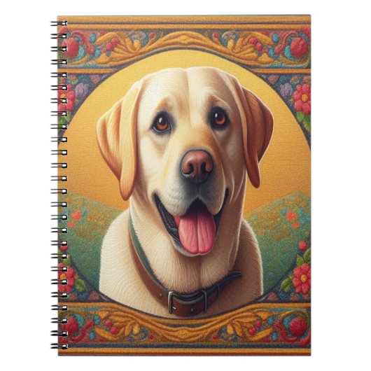 Floral Labrador Retriever Hund farbenfrohe Grenze Notizblock (Vorderseite)