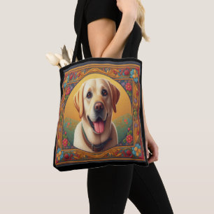 Floral Labrador Retriever Hund farbenfrohe Grenze Tasche