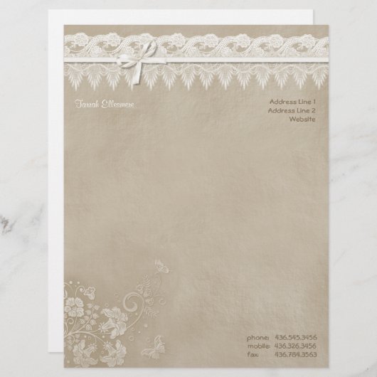 Floral Lace Butterfly Wedding Briefbogen (Vorne/Hinten)